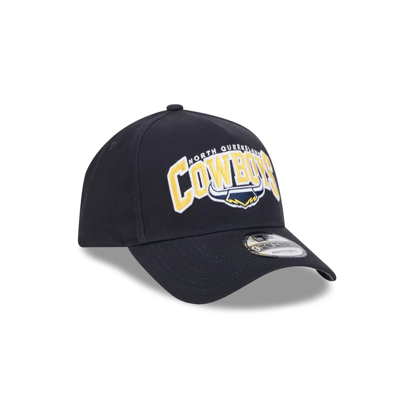North Queensland Cowboys Hat - Navy Logo Arch 9Forty A-Frame NRL Snapback Cap - New Era